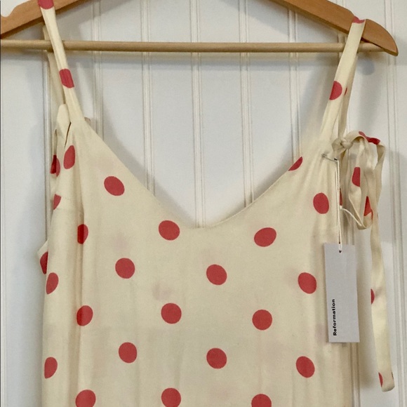 REFORMATION Jade Dot Tie Shoulder Dress - Picture 6 of 8